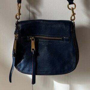 Marc Jacobs Navy Blue Recruit Nomad Cow Leather Saddle Bag